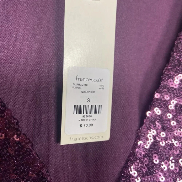 Francesca’s Miami Purple Sequin Long Sleeve Party Dress NWT Size S Cocktail - Picture 9 of 15